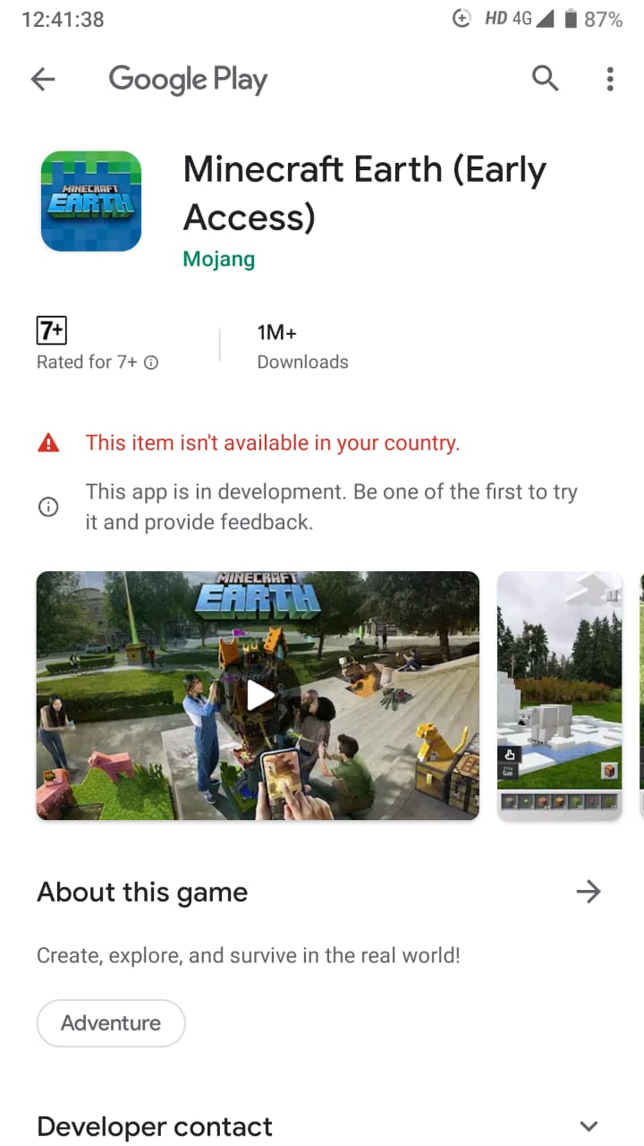 Minecraft Earth Not Available in Your Country