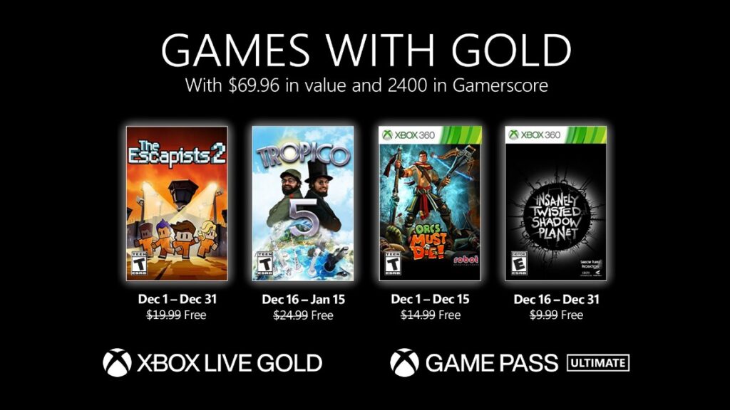 Xbox Games with Gold December 2021